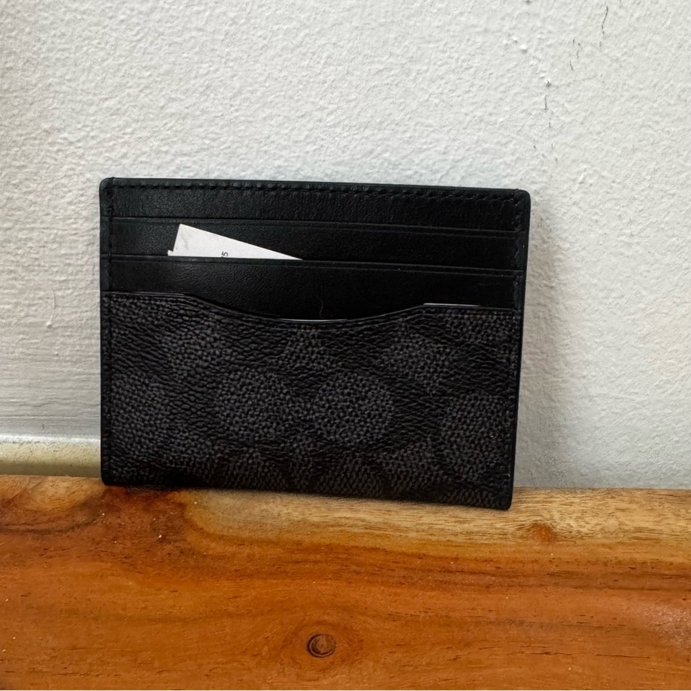 Coach Monogram Black Leather Card Holder NWT